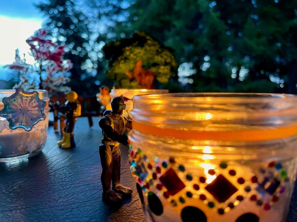 Small toy with a jewel themed Memory Lantern