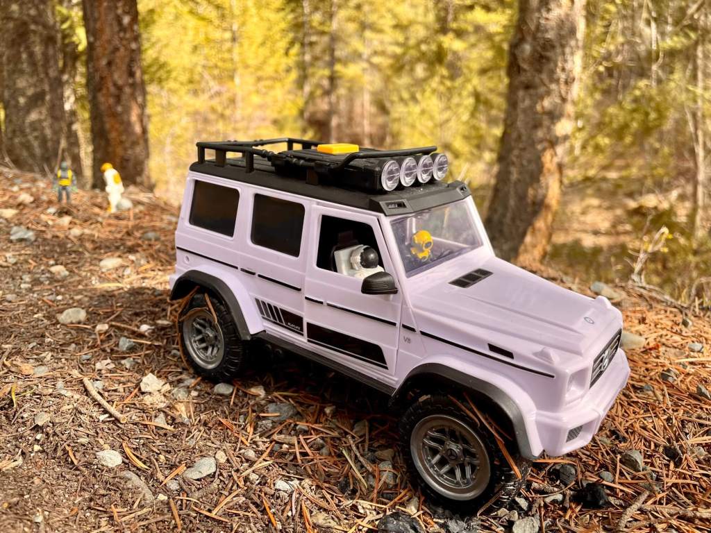 Toys driving and talking in a car 